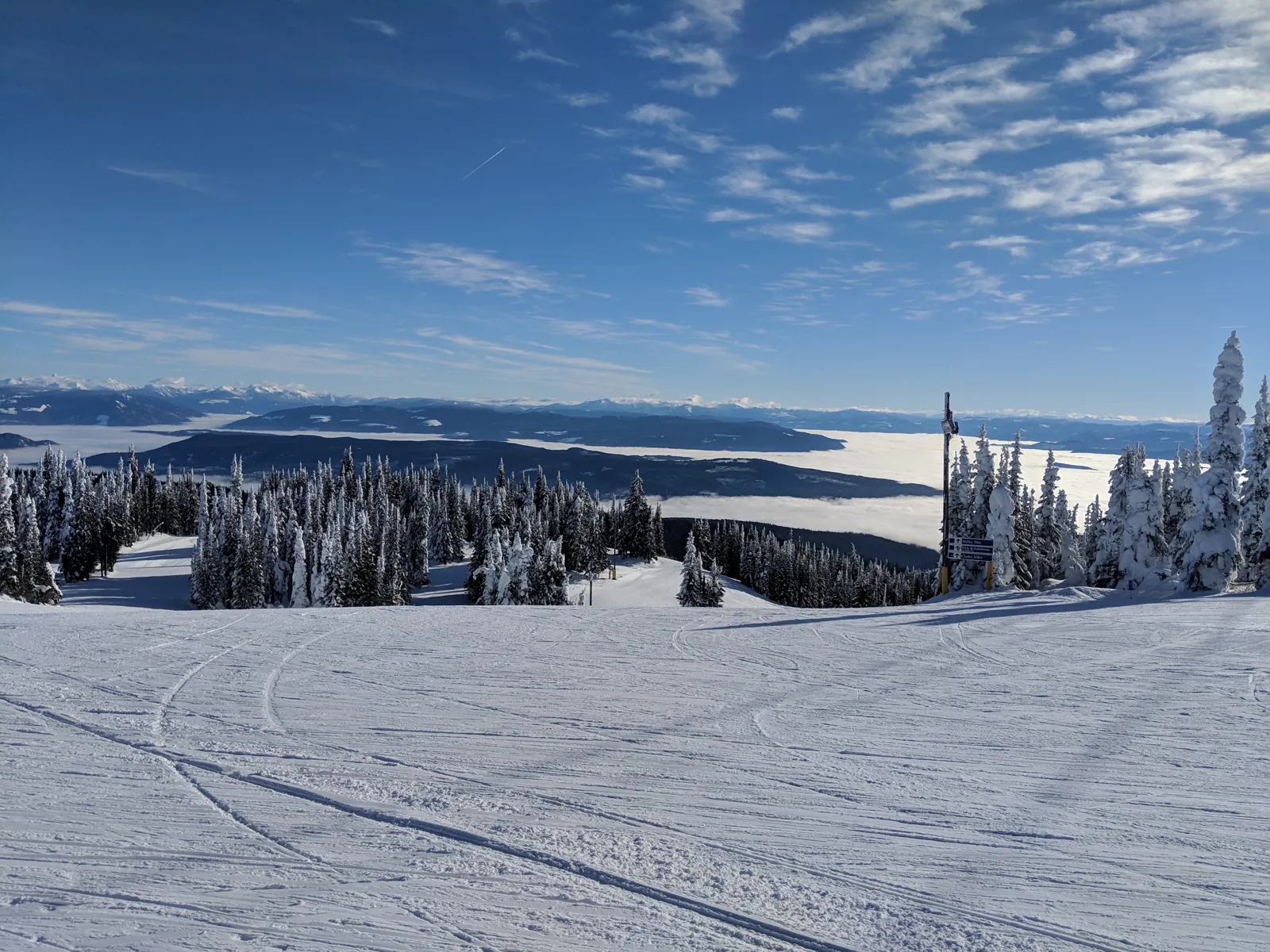 Groomed run and valley cloud at SilverStar